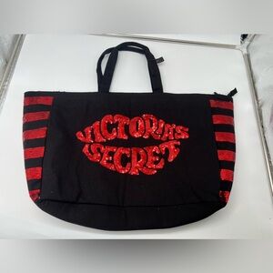 Victorias secrete tote bag beach bag red sequins cute black and red tote bag.nwt